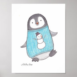 Cute Penguin Poster Penguin Lycklig Nursery-utskri