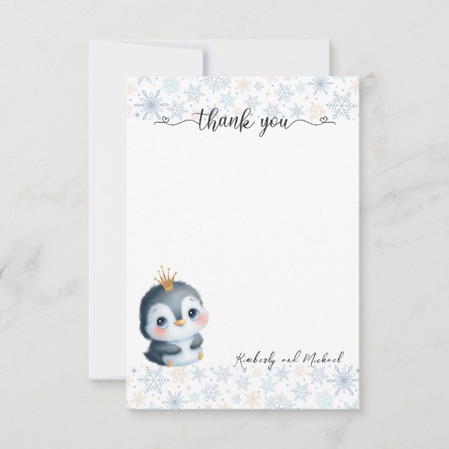 Cute Penguin Princess Birthday I Baby Shower Tack Kort (Framsida)