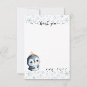 Cute Penguin Princess Birthday I Baby Shower Tack Kort