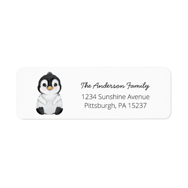 Cute Penguin Return-adressetikett Returadress Etikett (Framsidan)