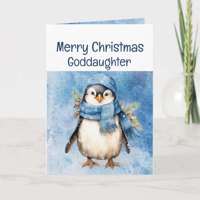 Cute Penguin Roligt Animal Goddotters jul Kort (Framsida)