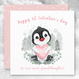 Cute Penguin rosa Valentine-dagskort Kort