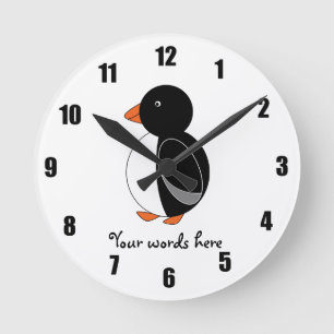 Cute penguin rund klocka