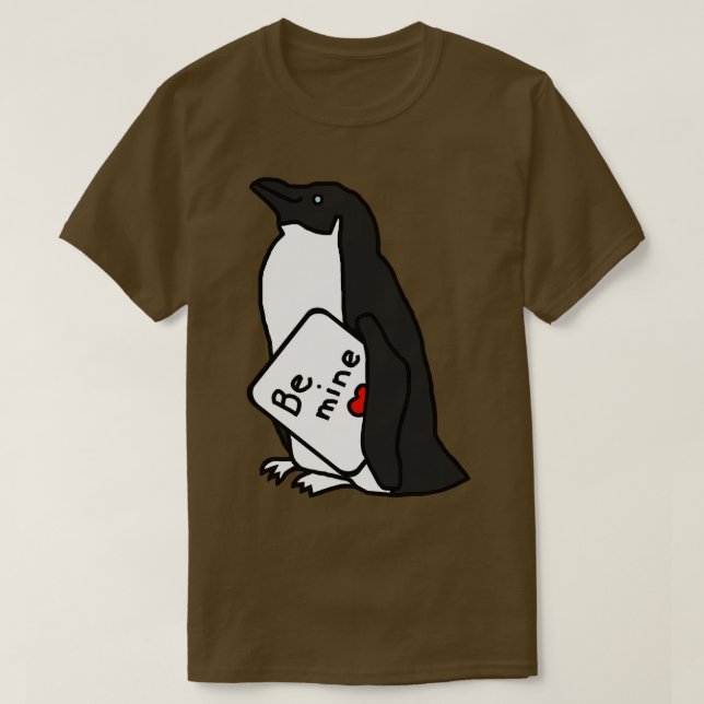 Cute Penguin säger "Be min på Valentines day" T Shirt (Design framsida)
