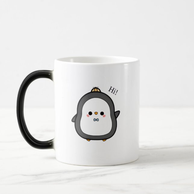 Cute Penguin säger hej! Kaffe Mugg (Vänster)