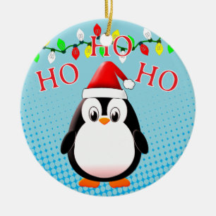 Cute Penguin Santa Hat Ljus Julgransprydnad Keramik