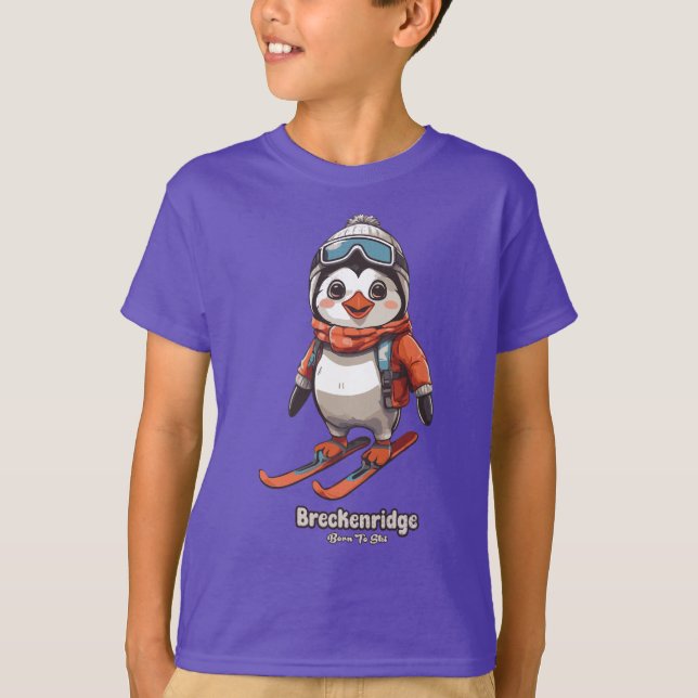 Cute Penguin Skiing Breckenridge T Shirt (Framsida)