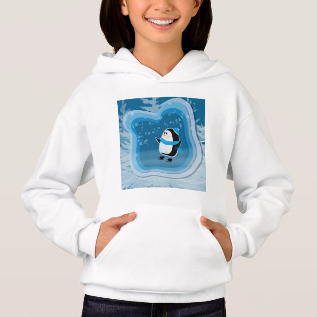Cute Penguin-skridskor i vintermiljö T Shirt (Framsida)