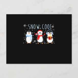 Cute Penguin Snö Coola Vinterjul Meddelande Vykort