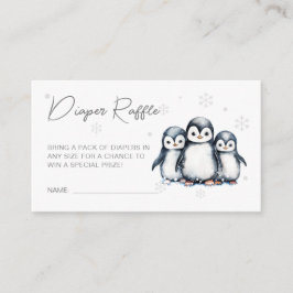 Cute Penguin Snöflingor Baby Shower Diaper Raffle Tilläggskort