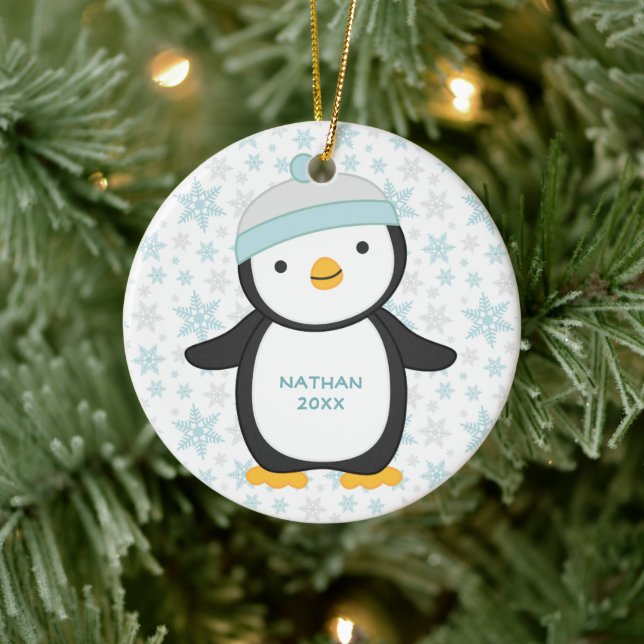 Cute Penguin Snowflake-året Namn jul Julgransprydnad Keramik (Träd)