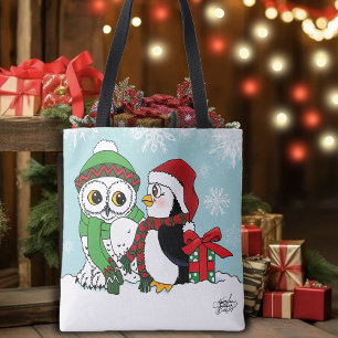 Cute Penguin Snowy Uggla Vänskap Tygkasse