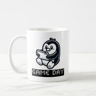 Cute Penguin spelar ett videospel - Speldag Kaffemugg