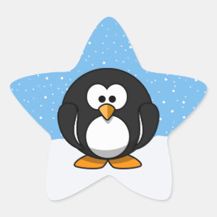 Cute Penguin Stjärnformat Klistermärke