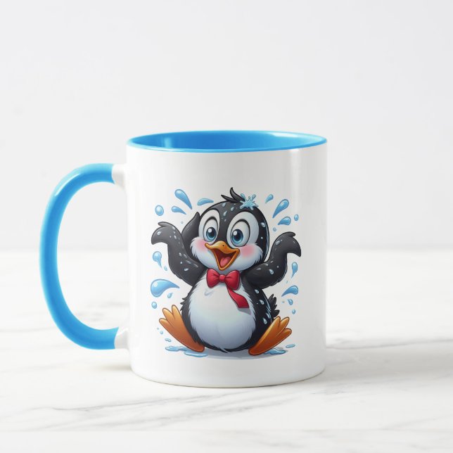 Cute Penguin-stranden älskare add monogram Mugg (Vänster)