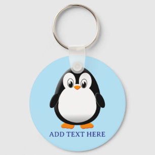 Cute Penguin Tecknad Anpassningsbar Blue Nyckelring