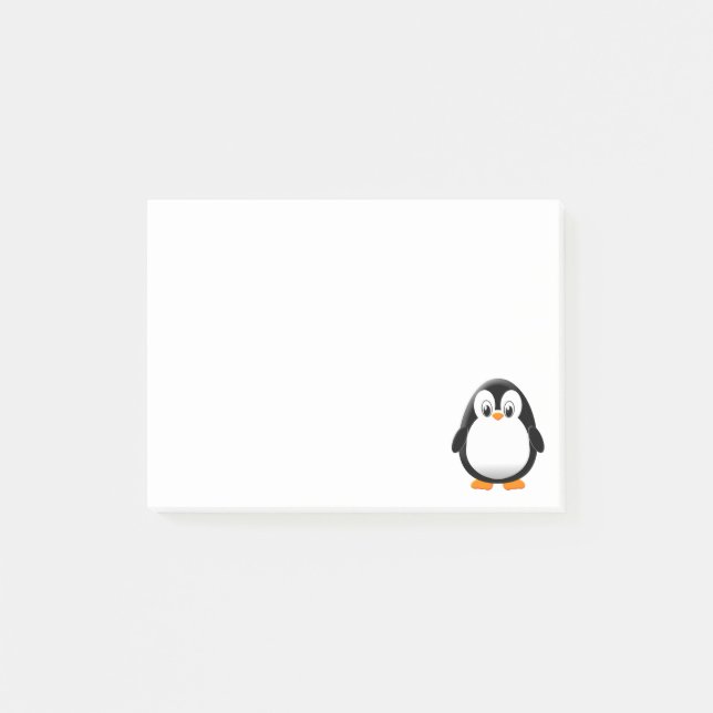 Cute Penguin Tecknad Anpassningsbar Post-it Block (Framsida)