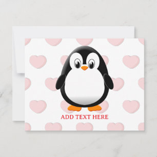 Cute Penguin Tecknad Anpassningsbar Valentineser Julkort