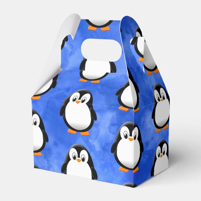 Cute Penguin Tecknad Blue Watercolor Presentaskar (Framsidan Sidan)