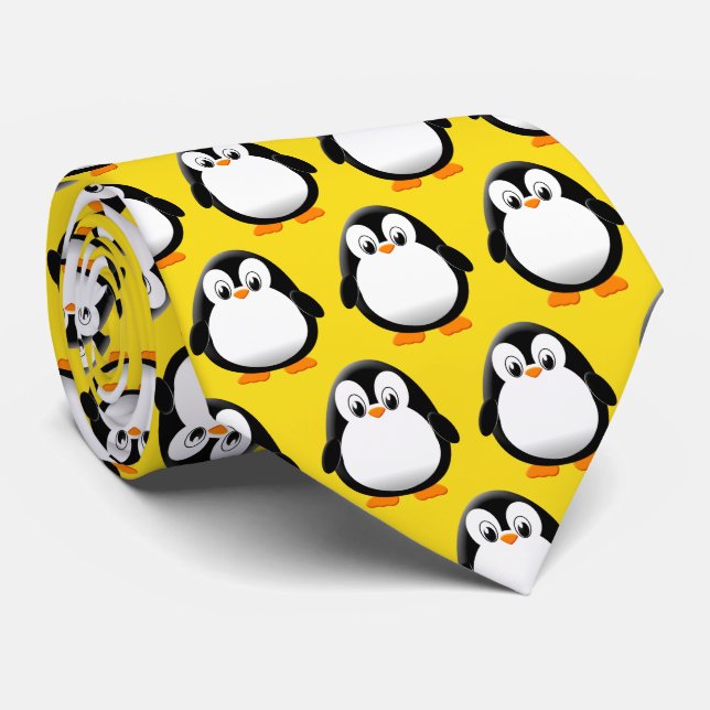 Cute Penguin Tecknad Gult Guld Slips (Rullad)