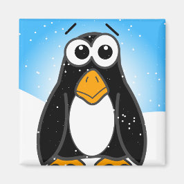 Cute Penguin-Tecknad Illustrated Blue Magnet