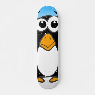 Cute Penguin-Tecknad Illustrated Blue Skateboard Bräda 19,5 Cm