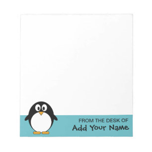 Cute Penguin Tecknad med Area for Namn Anteckningsblock