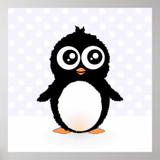 Cute penguin-tecknad poster