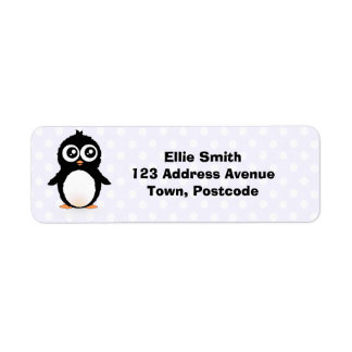 Cute penguin-tecknad returadress etikett