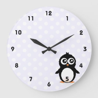 Cute penguin-tecknad stor klocka