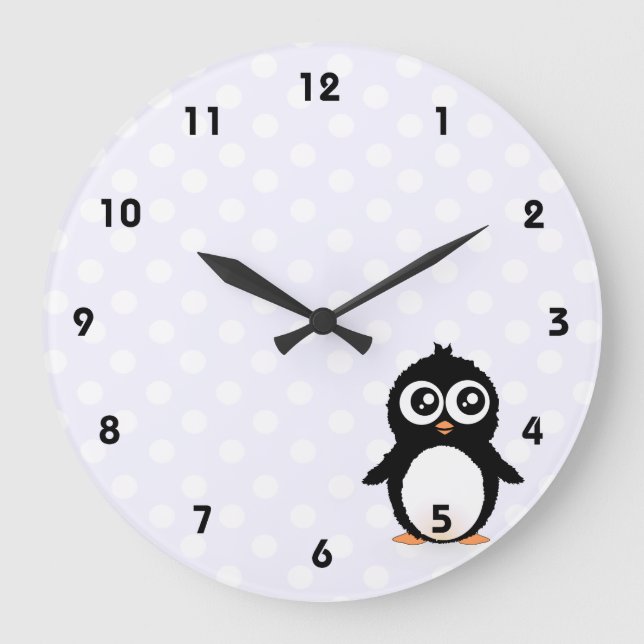 Cute penguin-tecknad stor klocka (Framsida)