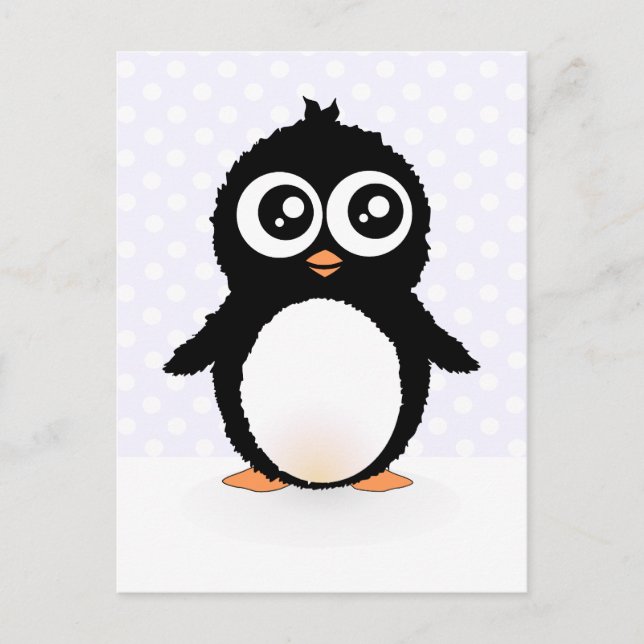 Cute penguin-tecknad vykort (Framsida)