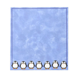 Cute Penguin Teckning Anpassningsbar Blue Watercol Anteckningsblock