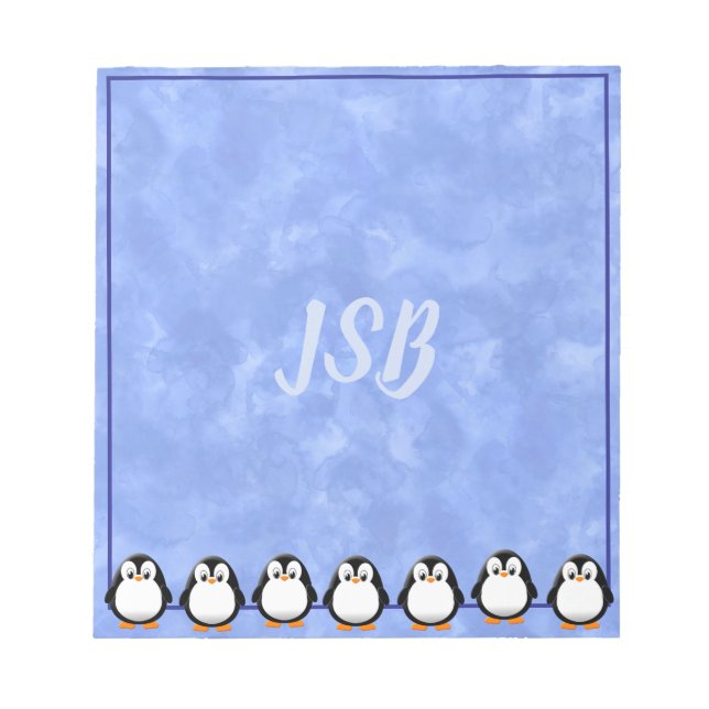 Cute Penguin Teckning Anpassningsbar Watercolor In Anteckningsblock (Framsida)
