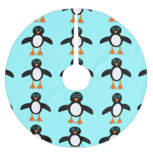 Cute Penguin Träd Skirt Julgransmatta Borstad Polyester