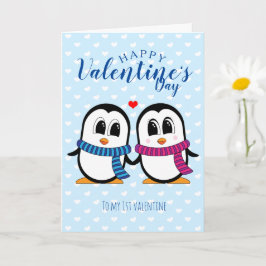 Cute Penguin Valentine Day Card Kort