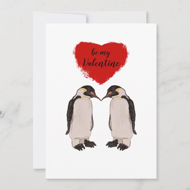 Cute Penguin-Valentineser Julkort (Framsida)