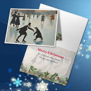 Cute Penguin Vänskap God jul Card Helgkort