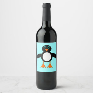 Cute Penguin Vin Flaska-etiketter Vinflaska Etikett