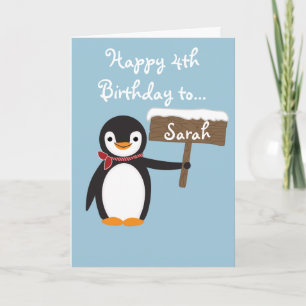 Cute Penguin Wear Scarf Design Kort