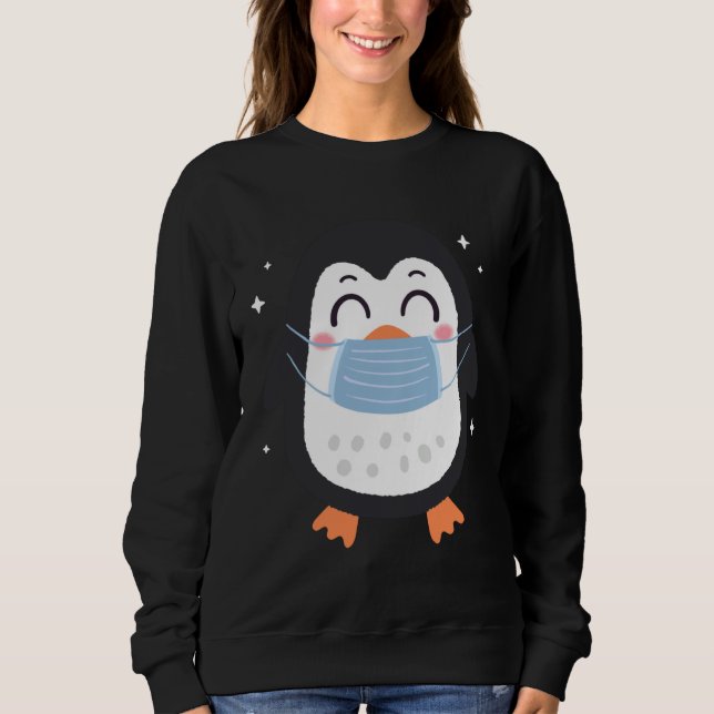 Cute Penguin wearing face masks  Penguin Mask Anim T Shirt (Framsida)