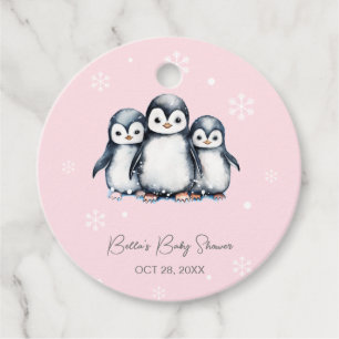 Cute Penguin Winter Baby Shower Gåvor Etiketter
