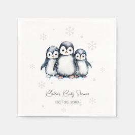 Cute Penguin Winter Baby Shower Pappersservett