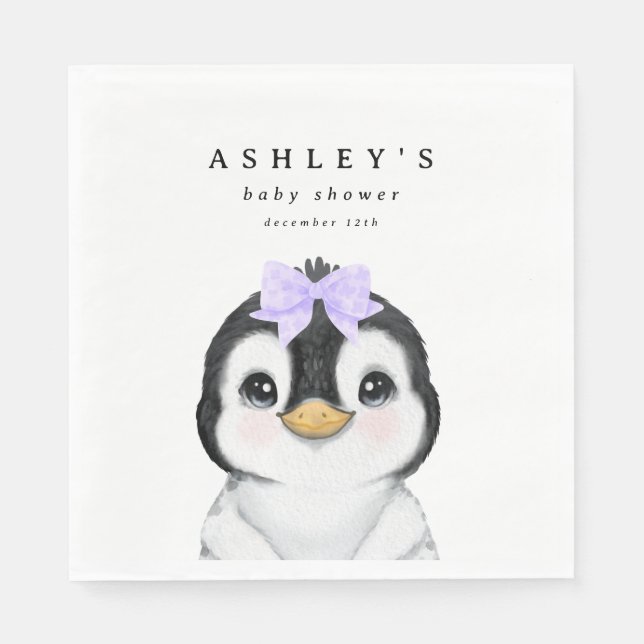 Cute Penguin Winter Baby Shower Pappersservett (Framsidan)
