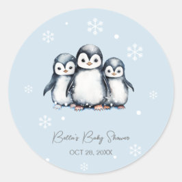 Cute Penguin Winter Baby Shower Runt Klistermärke