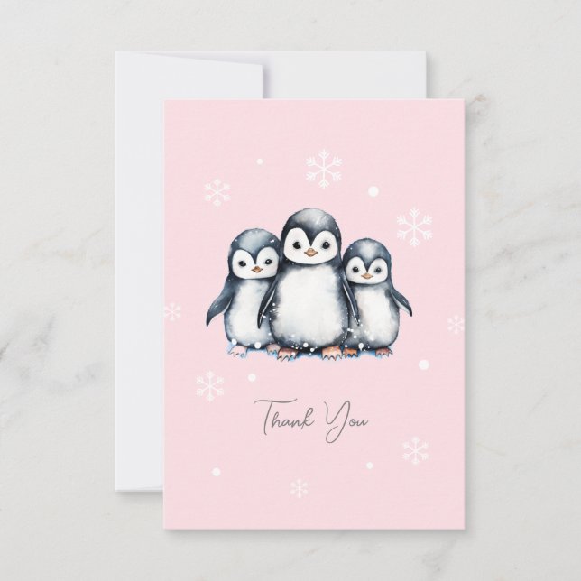 Cute Penguin Winter Baby Shower Tack Kort (Framsida)
