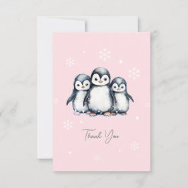 Cute Penguin Winter Baby Shower Tack Kort