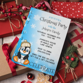 Cute Penguin Winter-jul Party Vykort