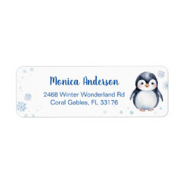 Cute Penguin Winter-Personligens etikett Returadress Etikett