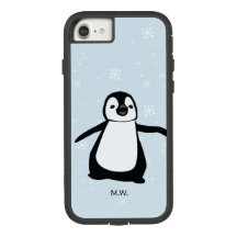 Cute Penguin Winter Snö Illustration Anpassningsba